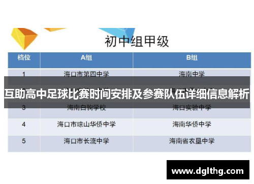 互助高中足球比赛时间安排及参赛队伍详细信息解析